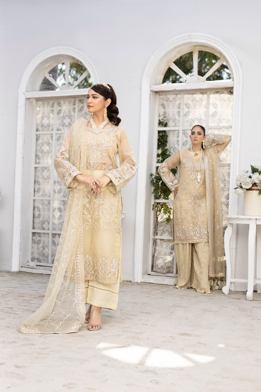 Beige Royale- Embroidered Formal Dress